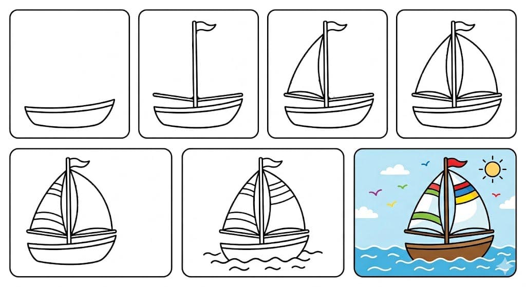 Beautiful sailboat Drawing Ideas