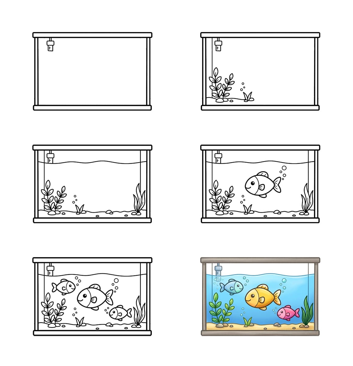 Cartoon Aquarium Drawing Ideas