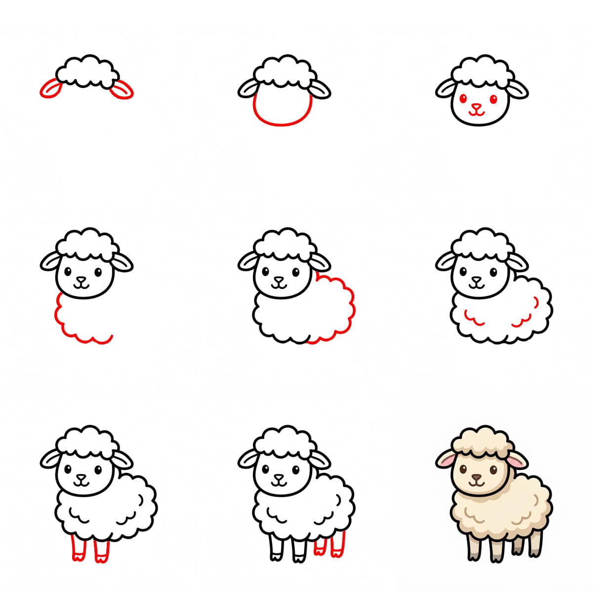 Cartoon Lamb Drawing Ideas
