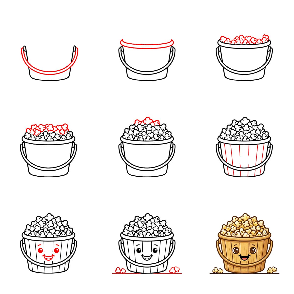 Cartoon Popcorn Drawing Ideas