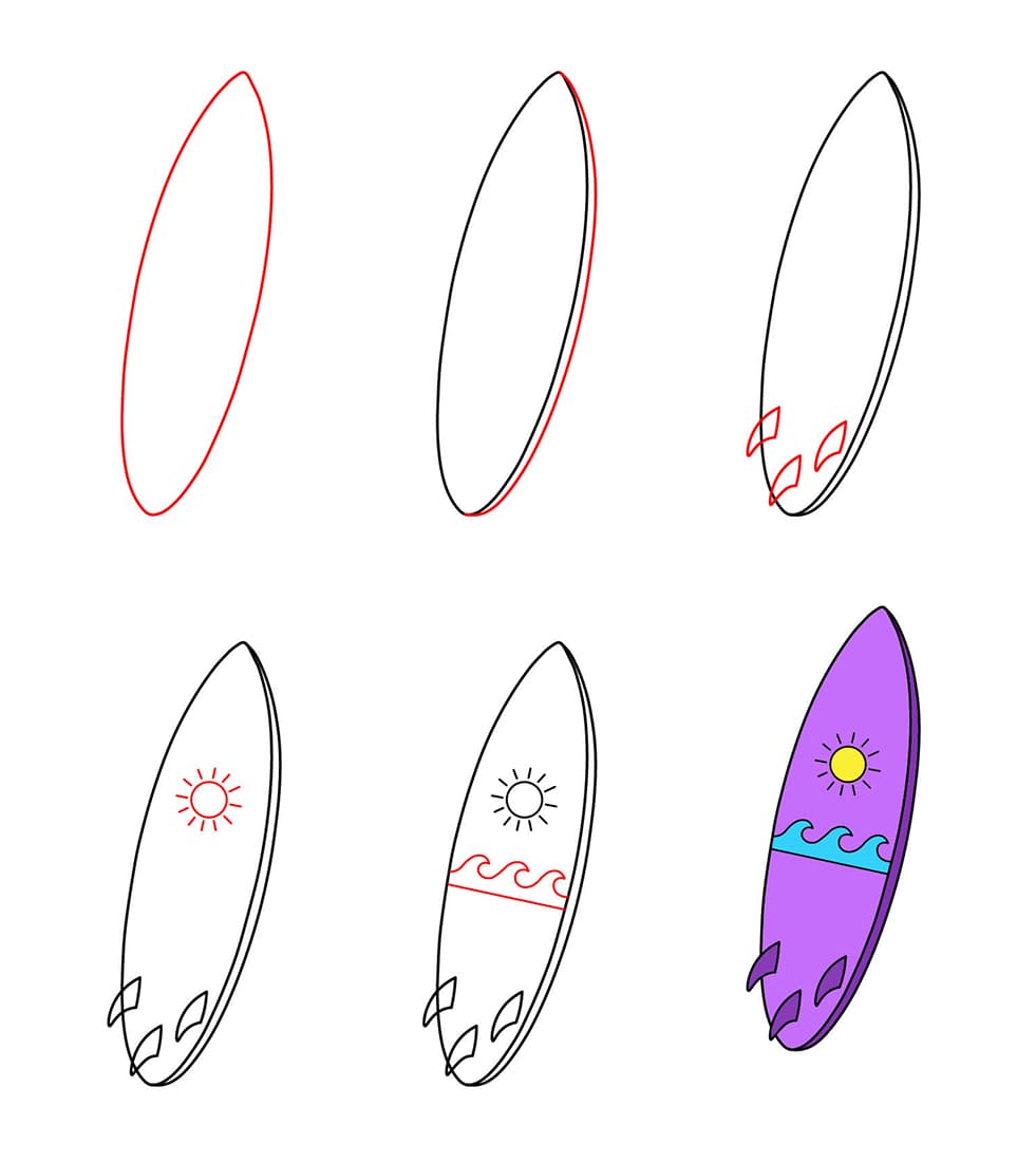 Cartoon Surfboard Drawing Ideas