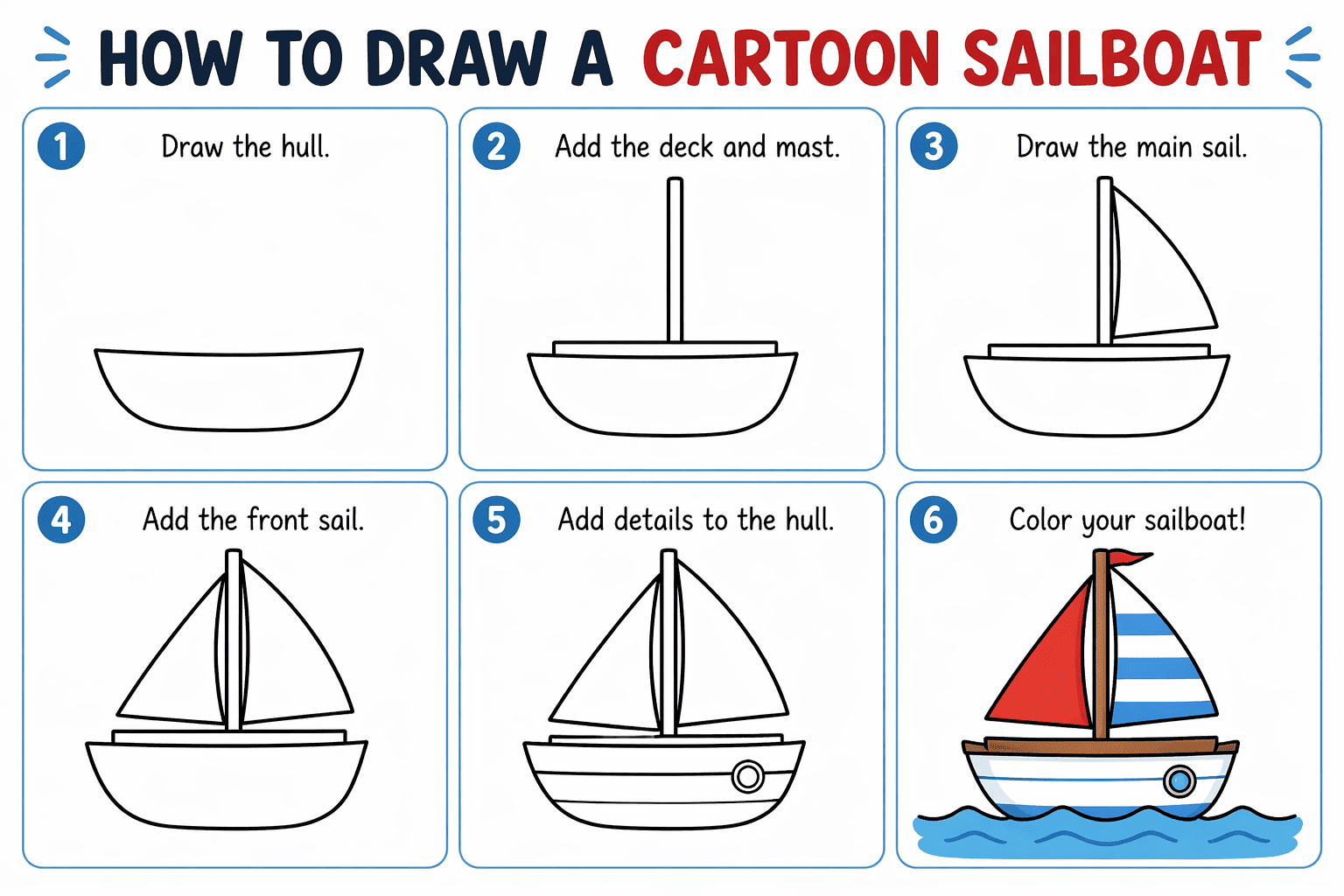 Cartoon sailboat Drawing Ideas