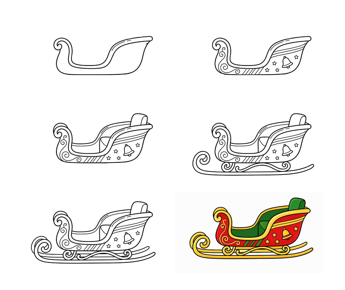 Christmas sleigh Drawing Ideas