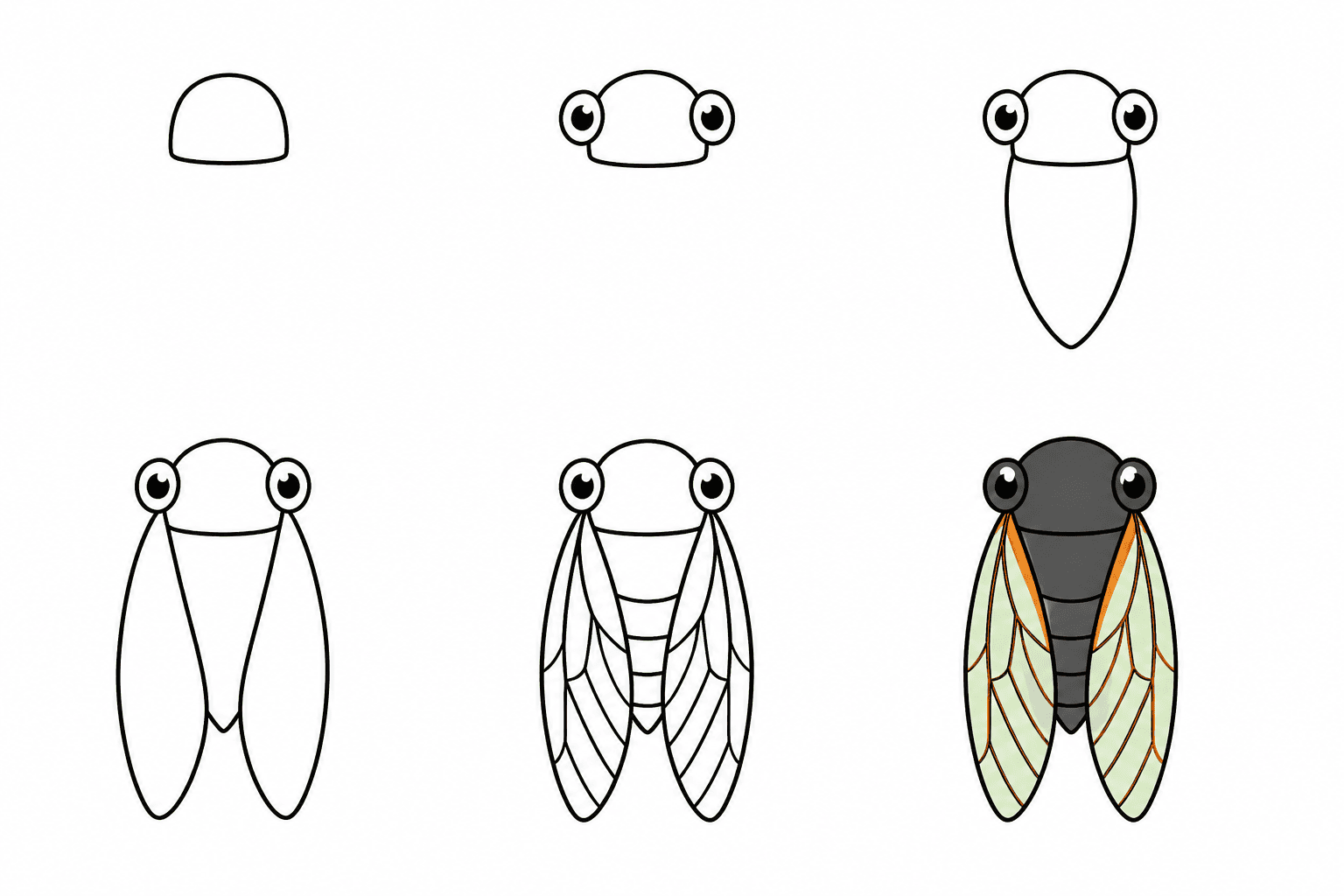 Cicada for kids Drawing Ideas