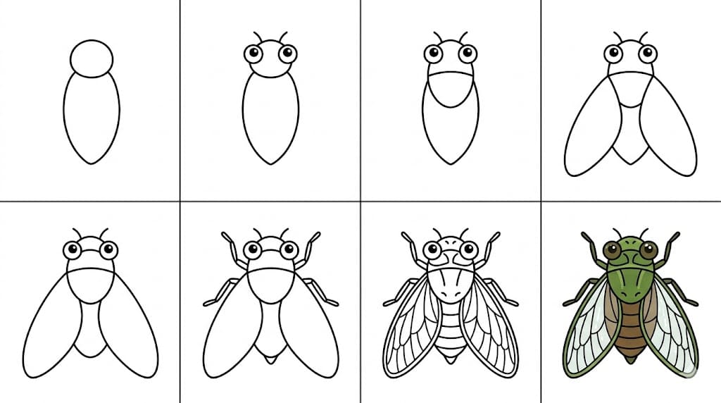 Cicada insect Drawing Ideas