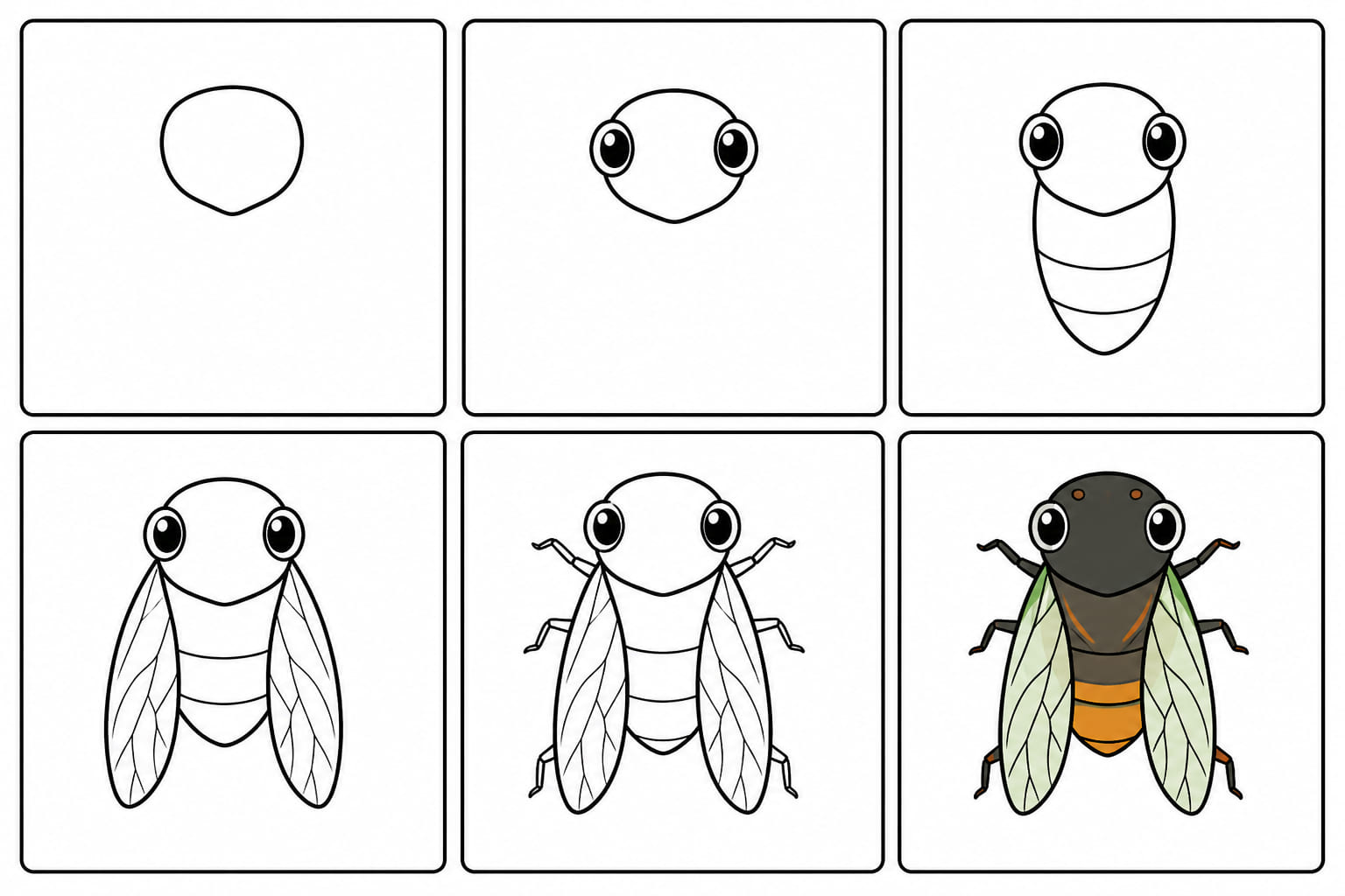 Cicada with big eyes Drawing Ideas