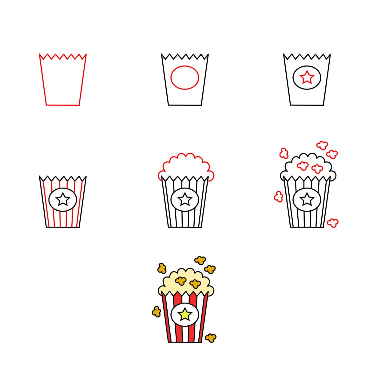 Circus Popcorn Drawing Ideas