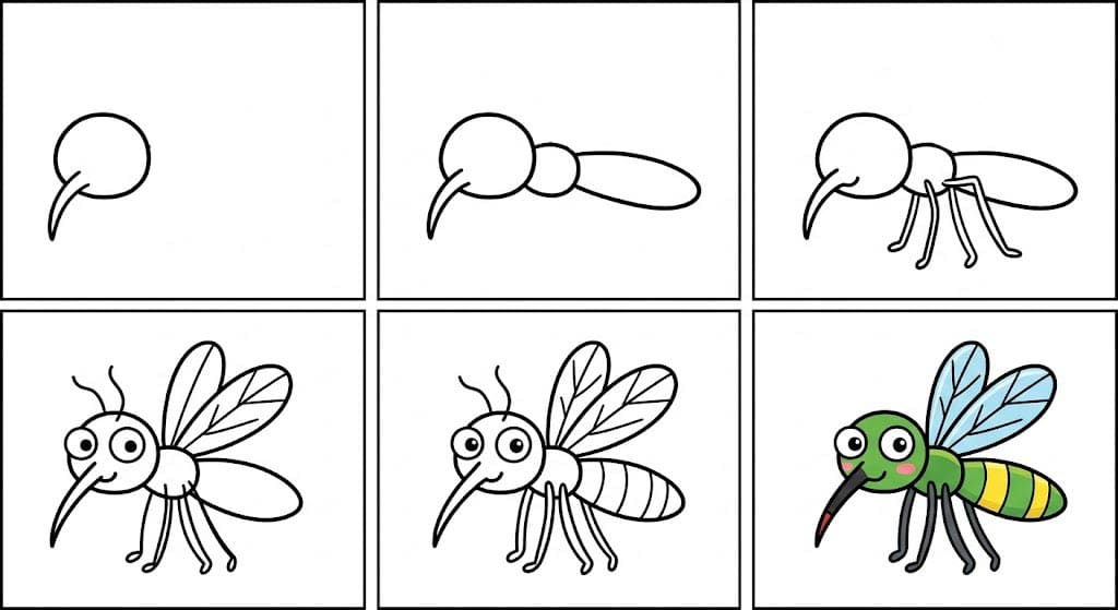 Colorful mosquito Drawing Ideas