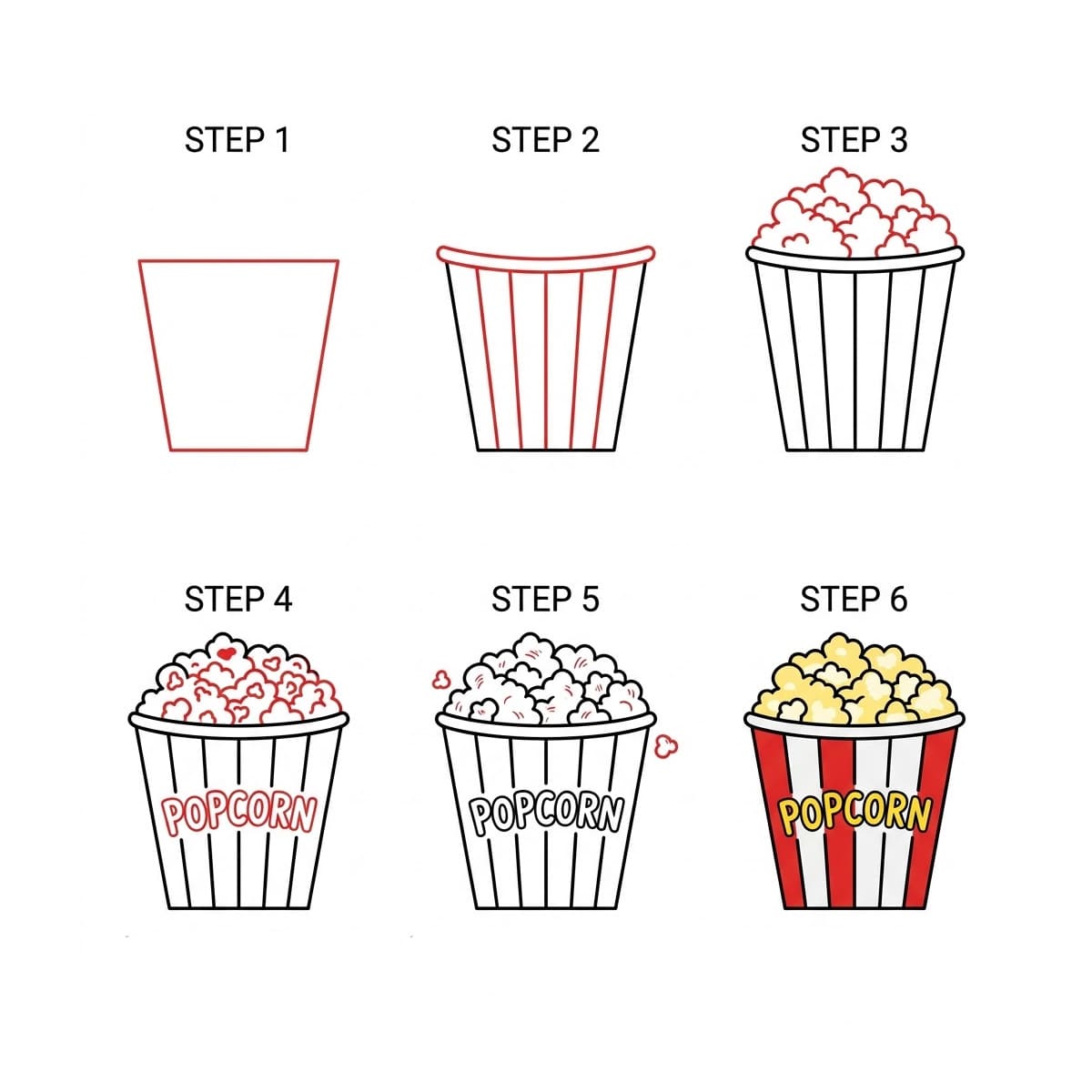 Cup of Popcorn Drawing Ideas