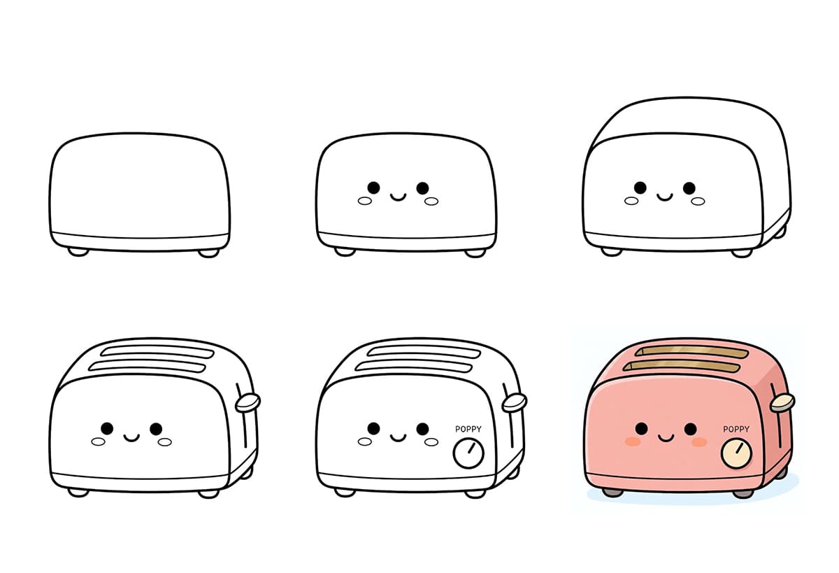 Cute Cartoon Toaster Drawing Ideas