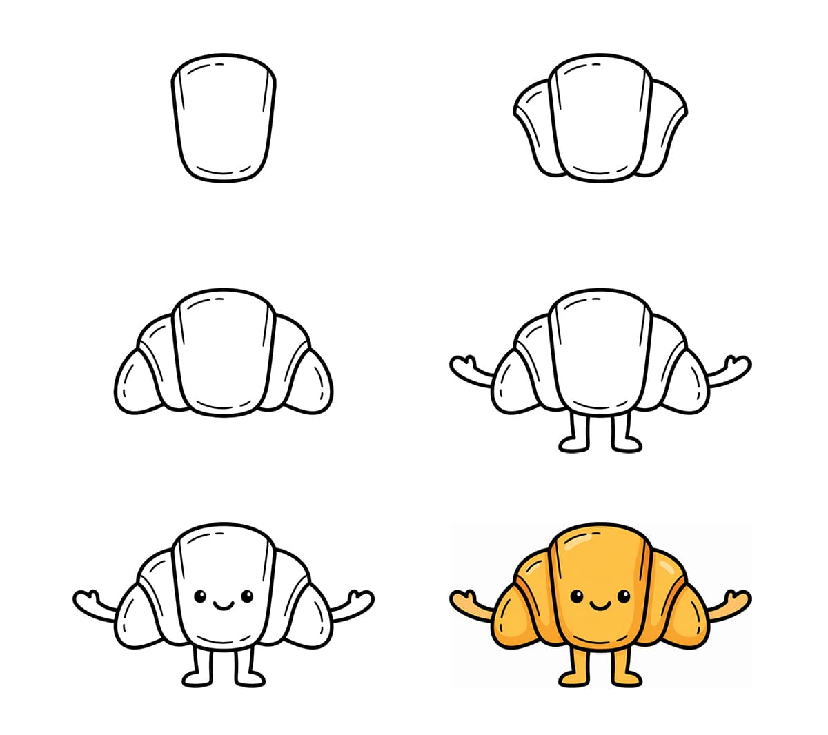 Cute Croissant Character Drawing Ideas