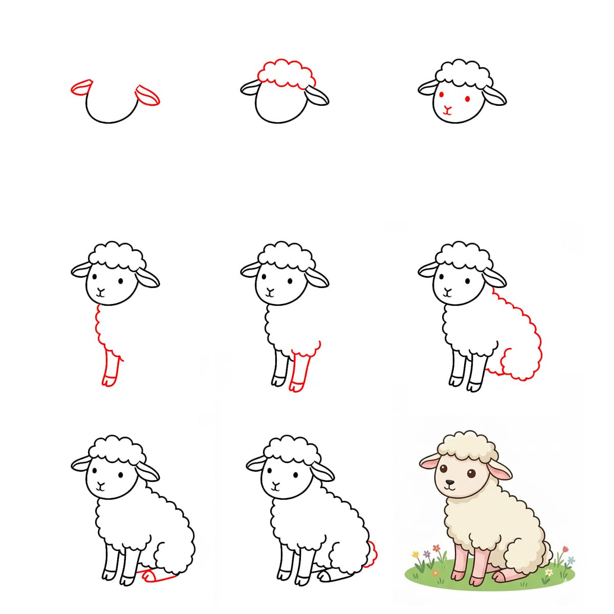 Cute Lamb Drawing Ideas
