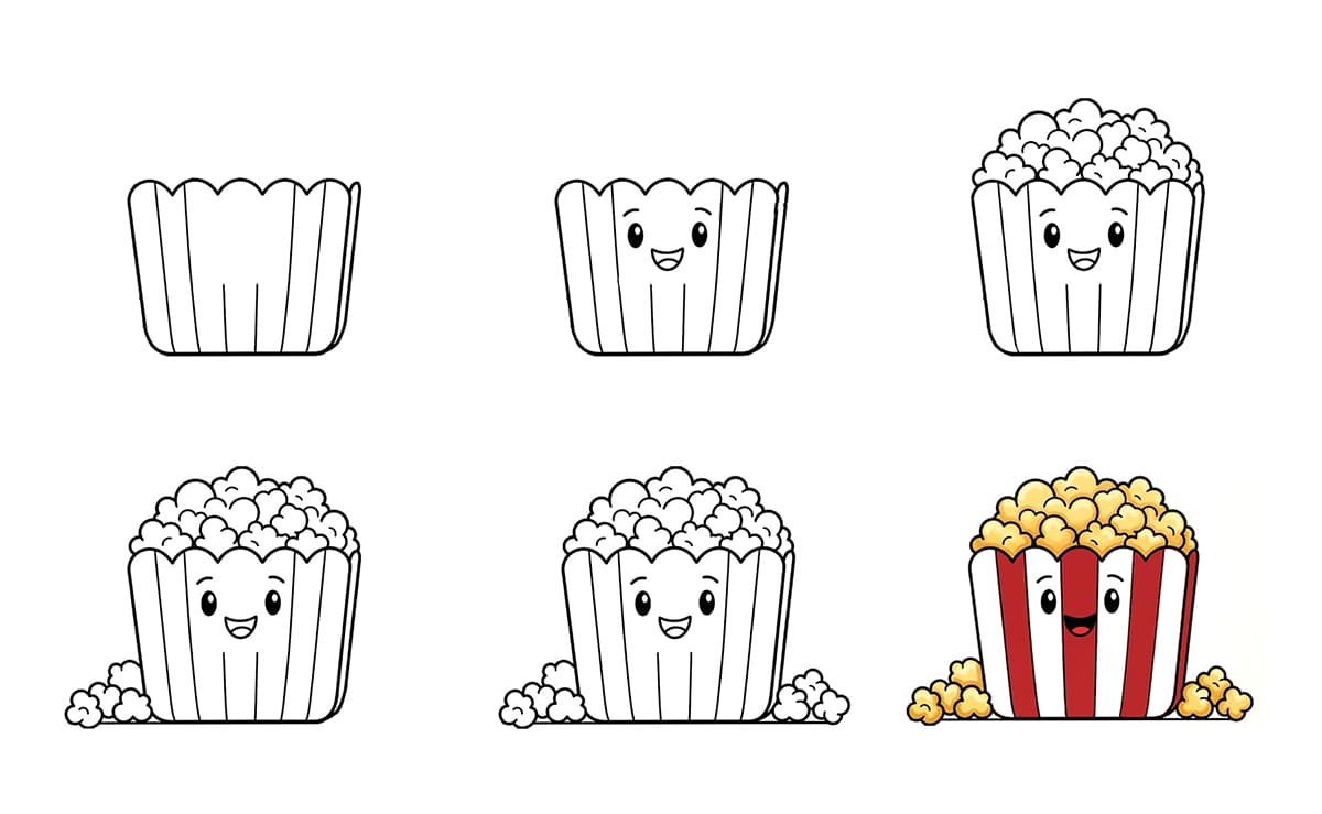 Cute Popcorn Box Drawing Ideas