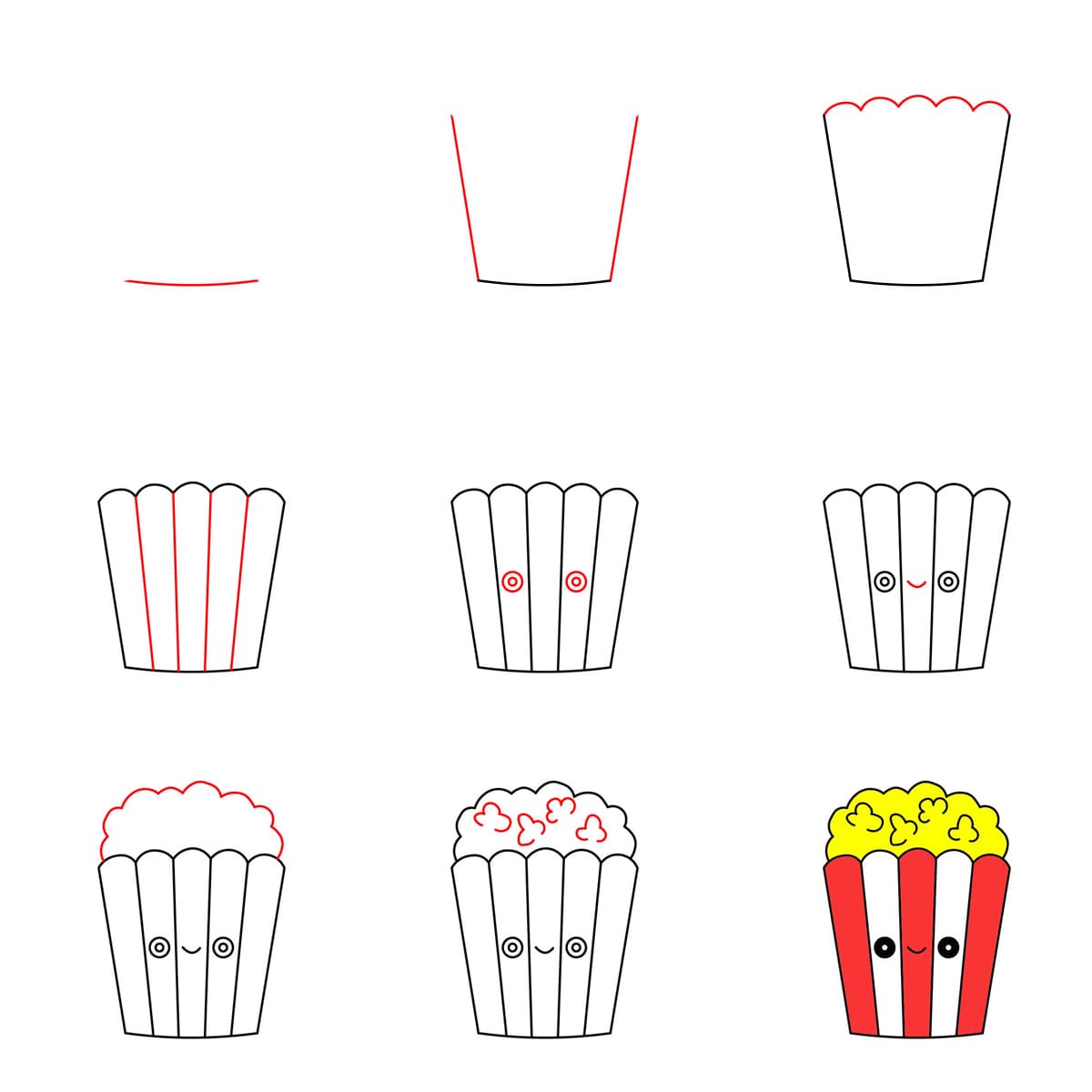 Cute Popcorn Drawing Ideas