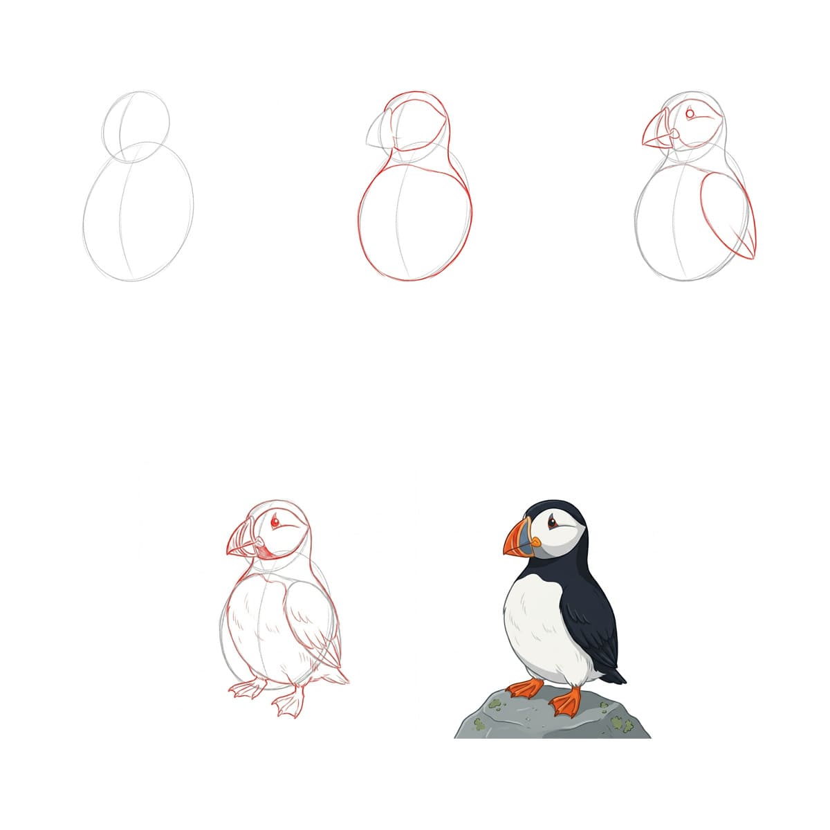 Cute Puffin Drawing Ideas