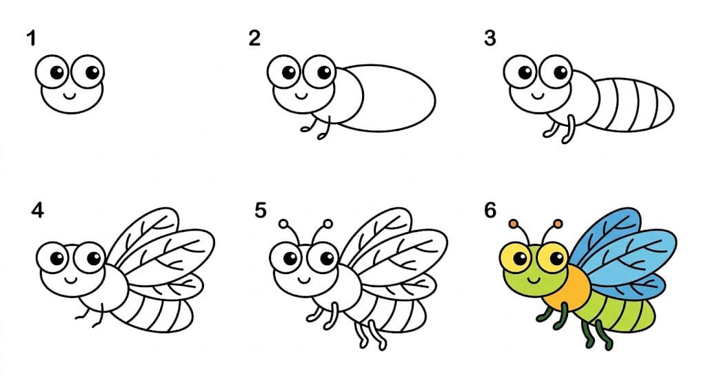 Cute cartoon cicada Drawing Ideas