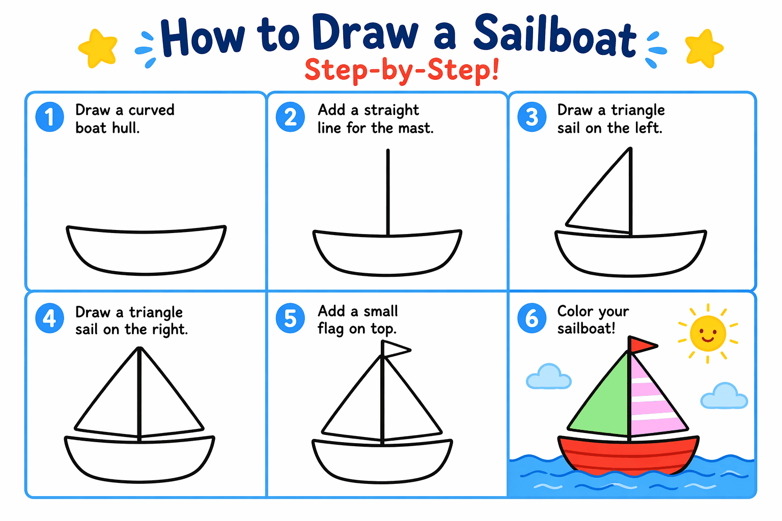Cute sailboat Drawing Ideas