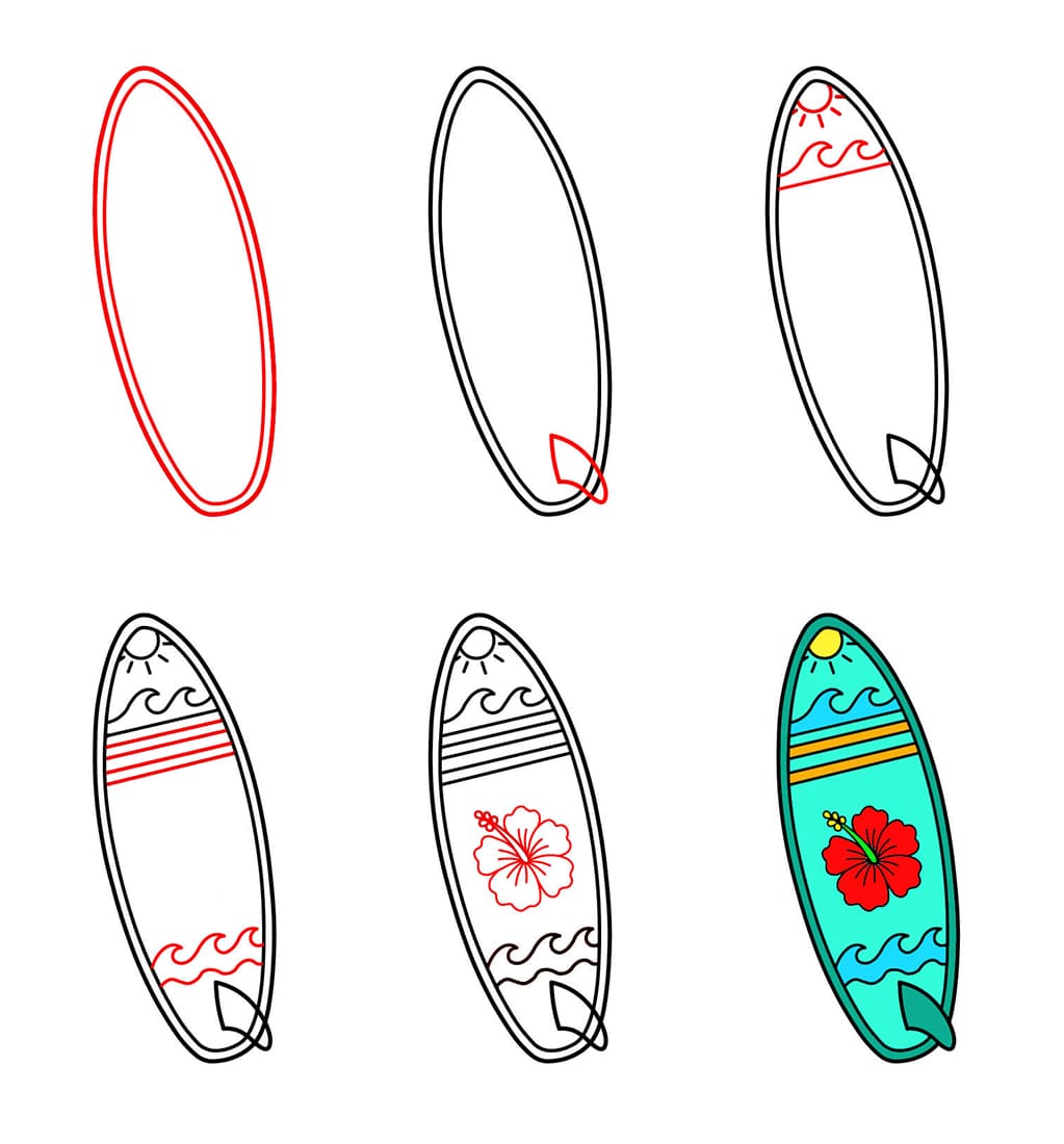Decorative Surfboard Drawing Ideas
