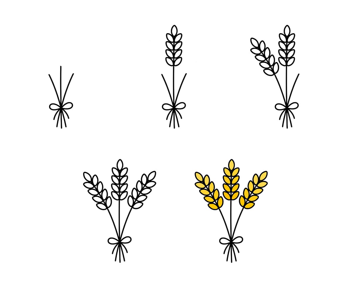 Easy Wheat Cluster Drawing Ideas