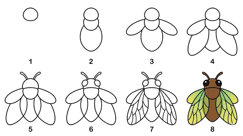 Easy cicada Drawing Ideas