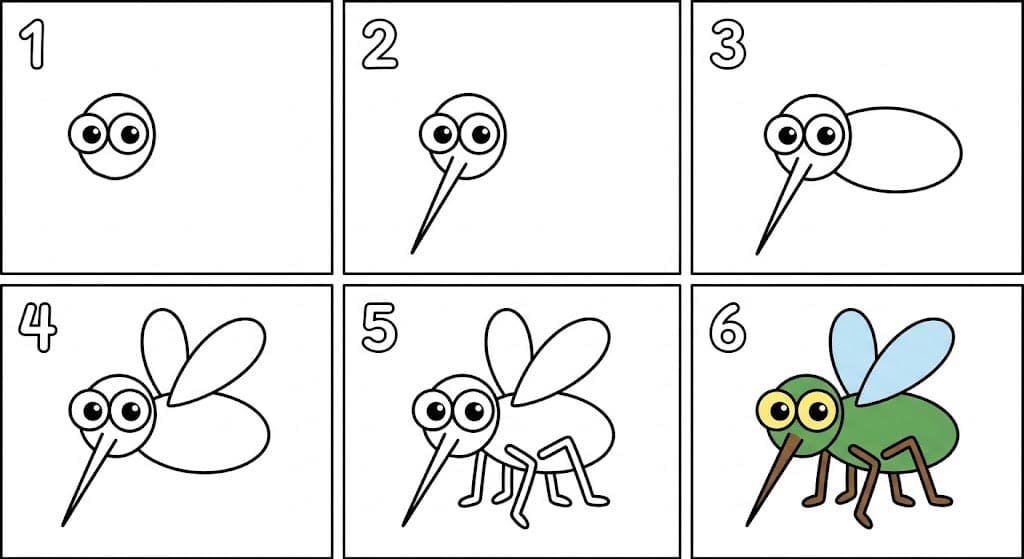 Easy mosquito for kids Drawing Ideas
