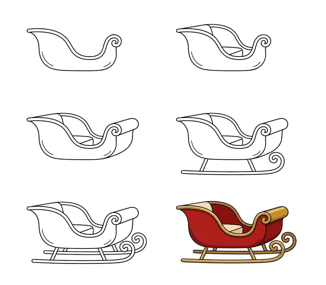 Easy sleigh Drawing Ideas