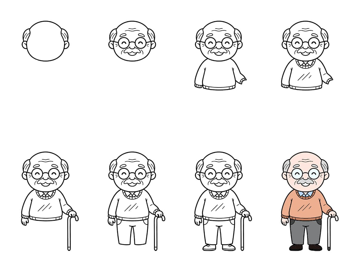 Elderly man Drawing Ideas