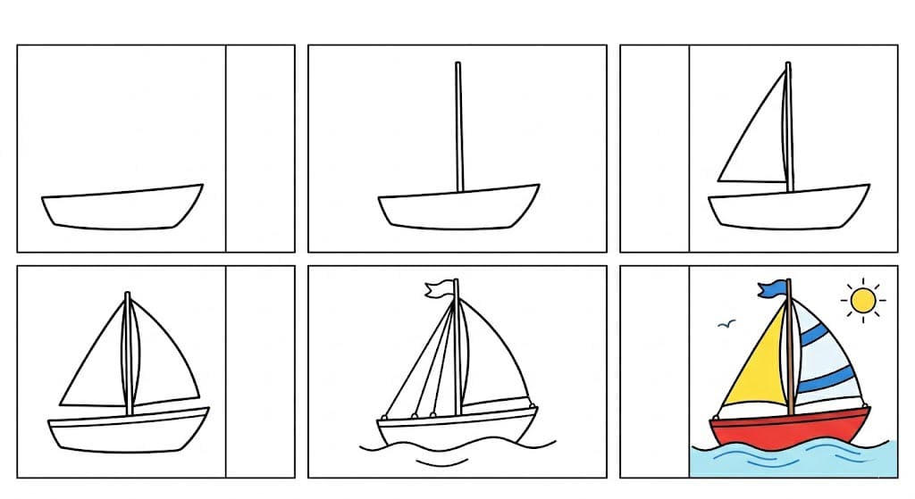 Floating sailboat Drawing Ideas