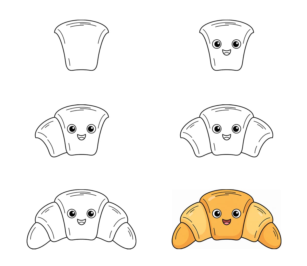 Happy Croissant Drawing Ideas