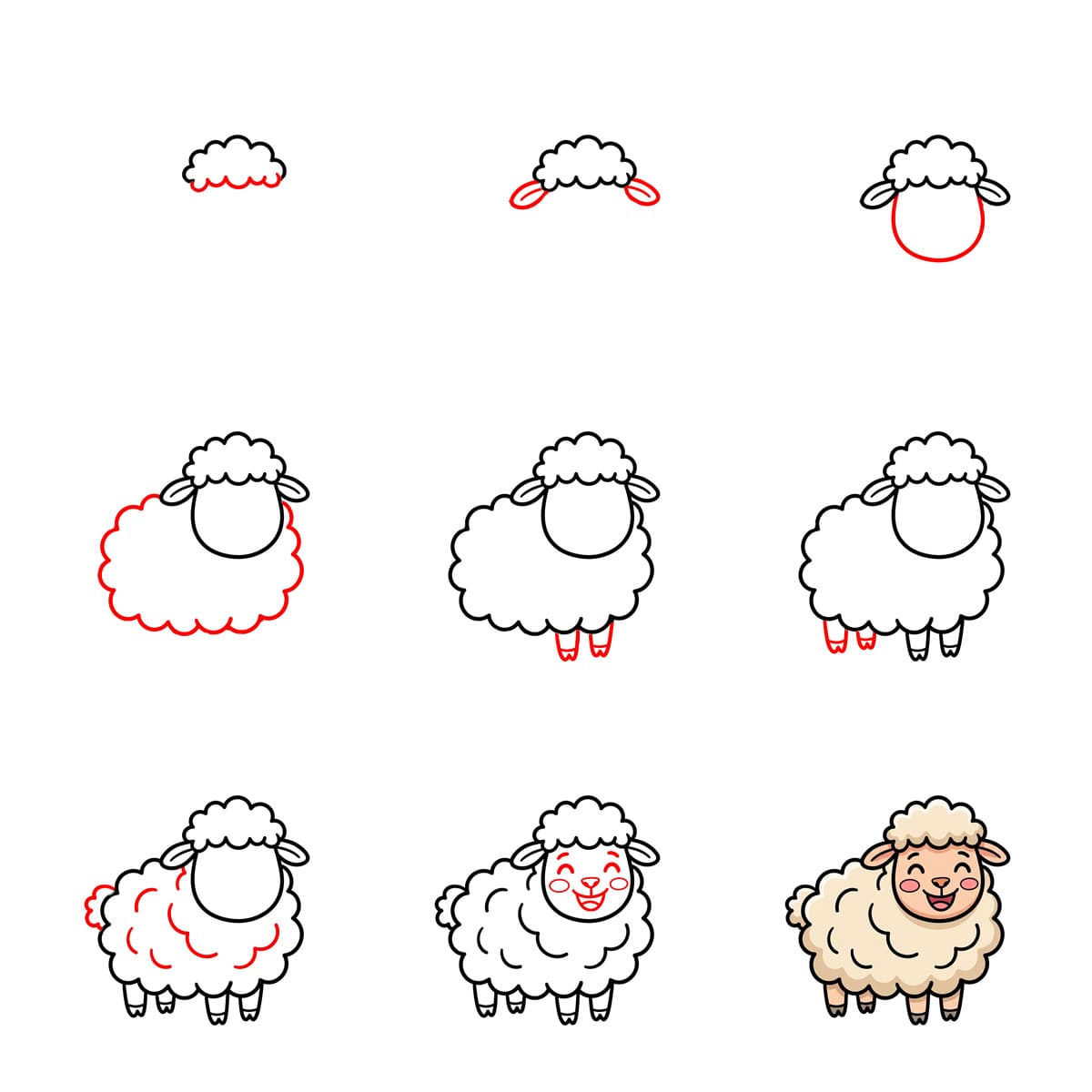 Happy Lamb Drawing Ideas