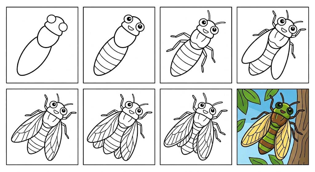 Happy cicada Drawing Ideas