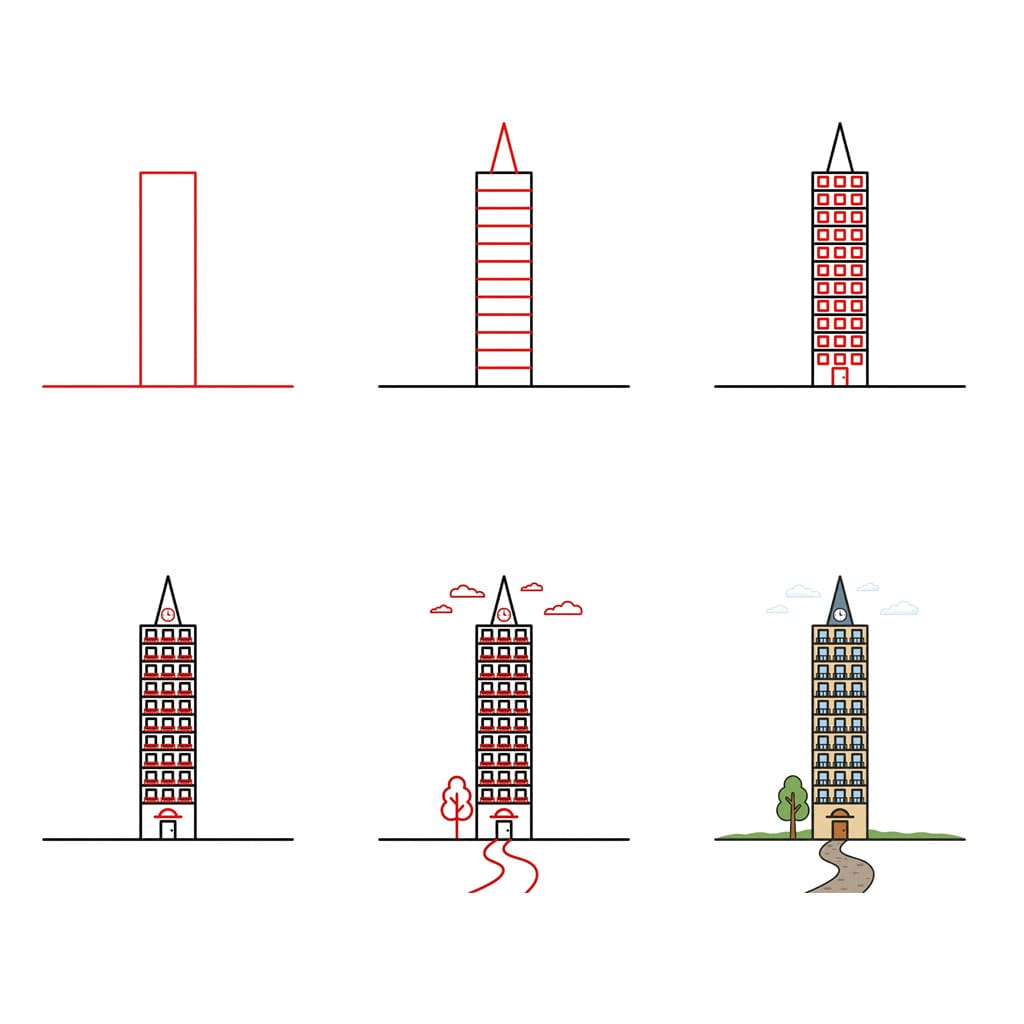High pillar tower Drawing Ideas