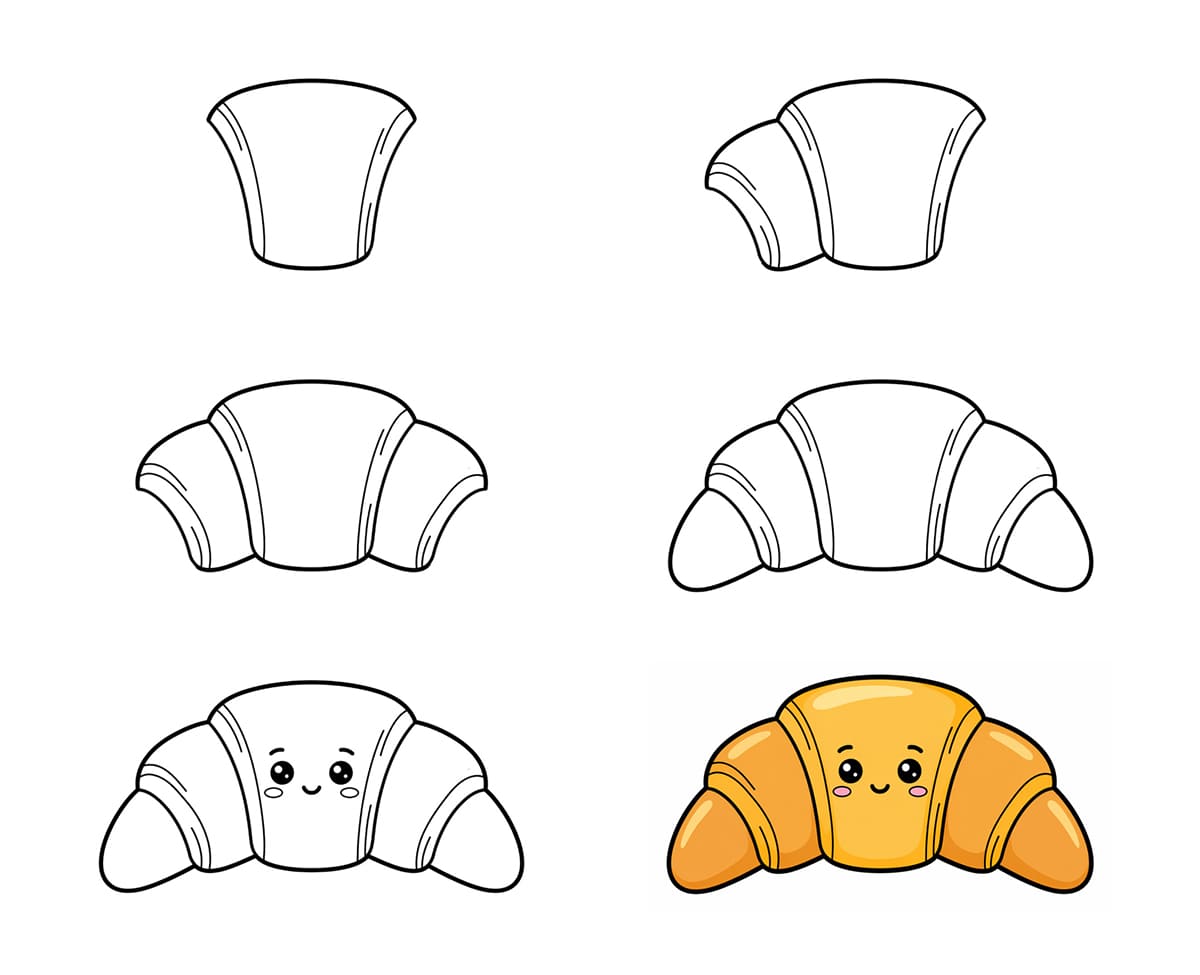 Kawaii Croissant Drawing Ideas