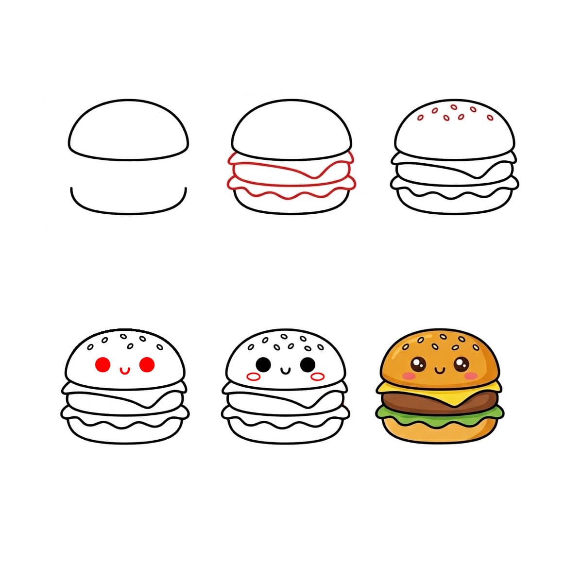 Kawaii Hamburger Drawing Ideas