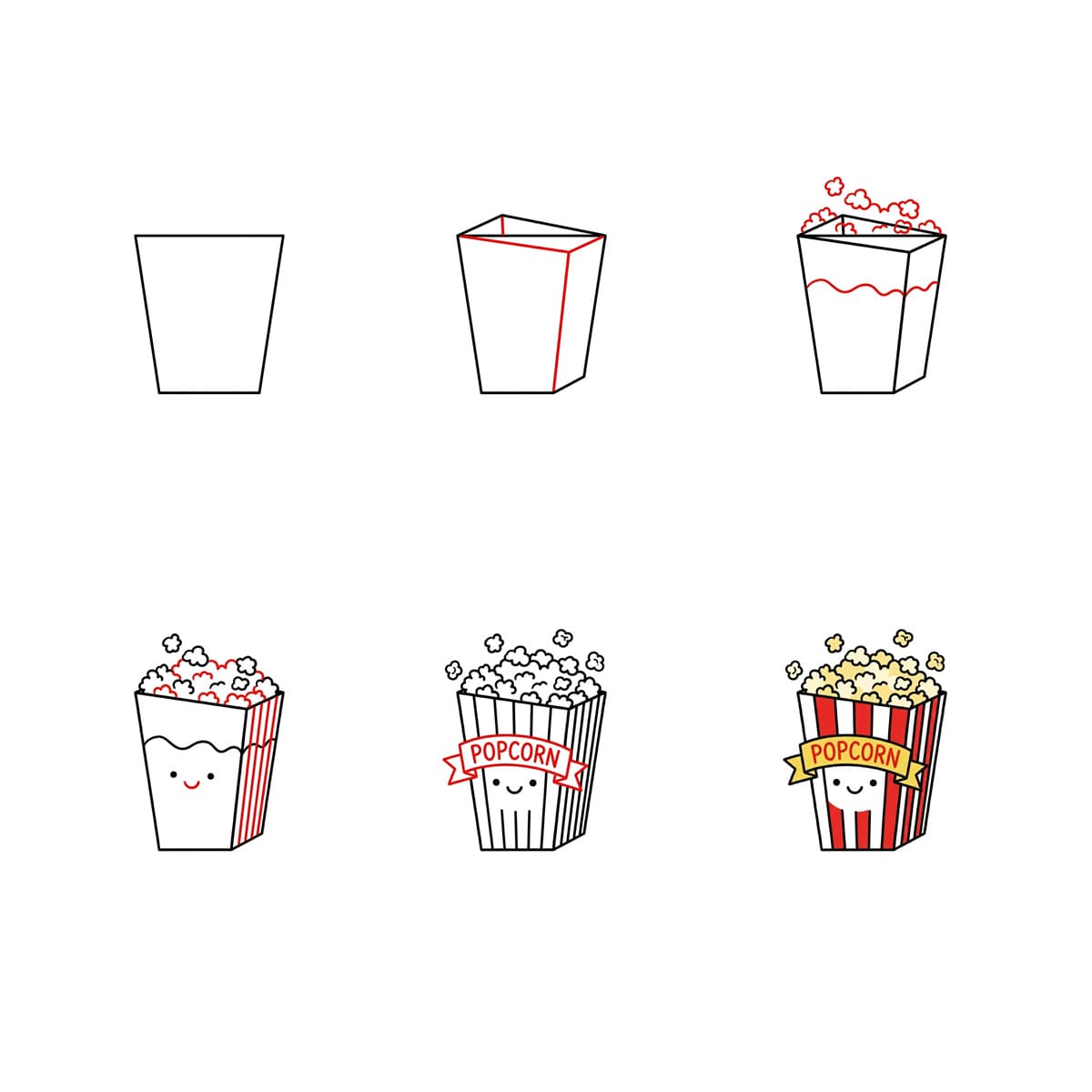 Kawaii Popcorn Drawing Ideas