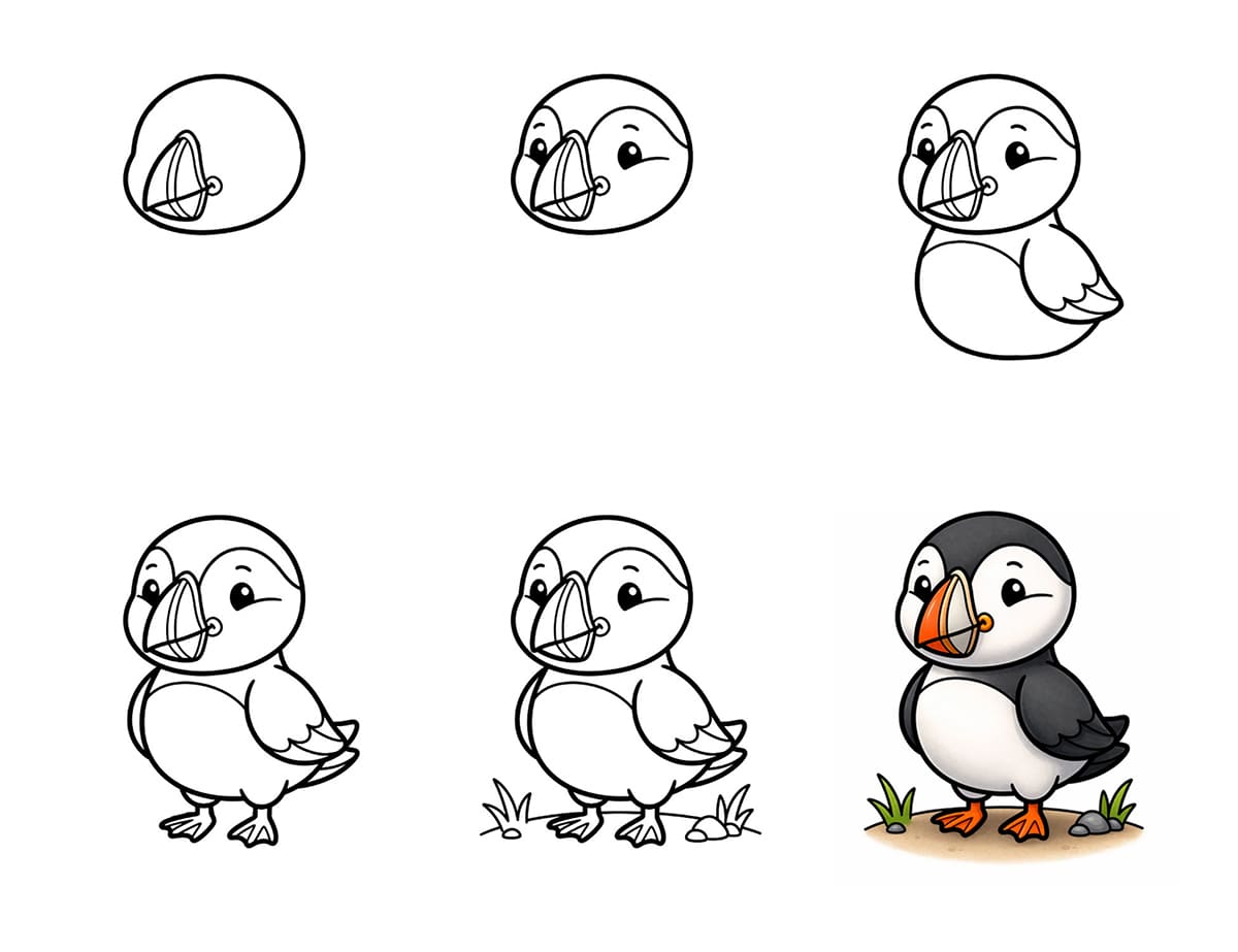 Kawaii Puffin Drawing Ideas