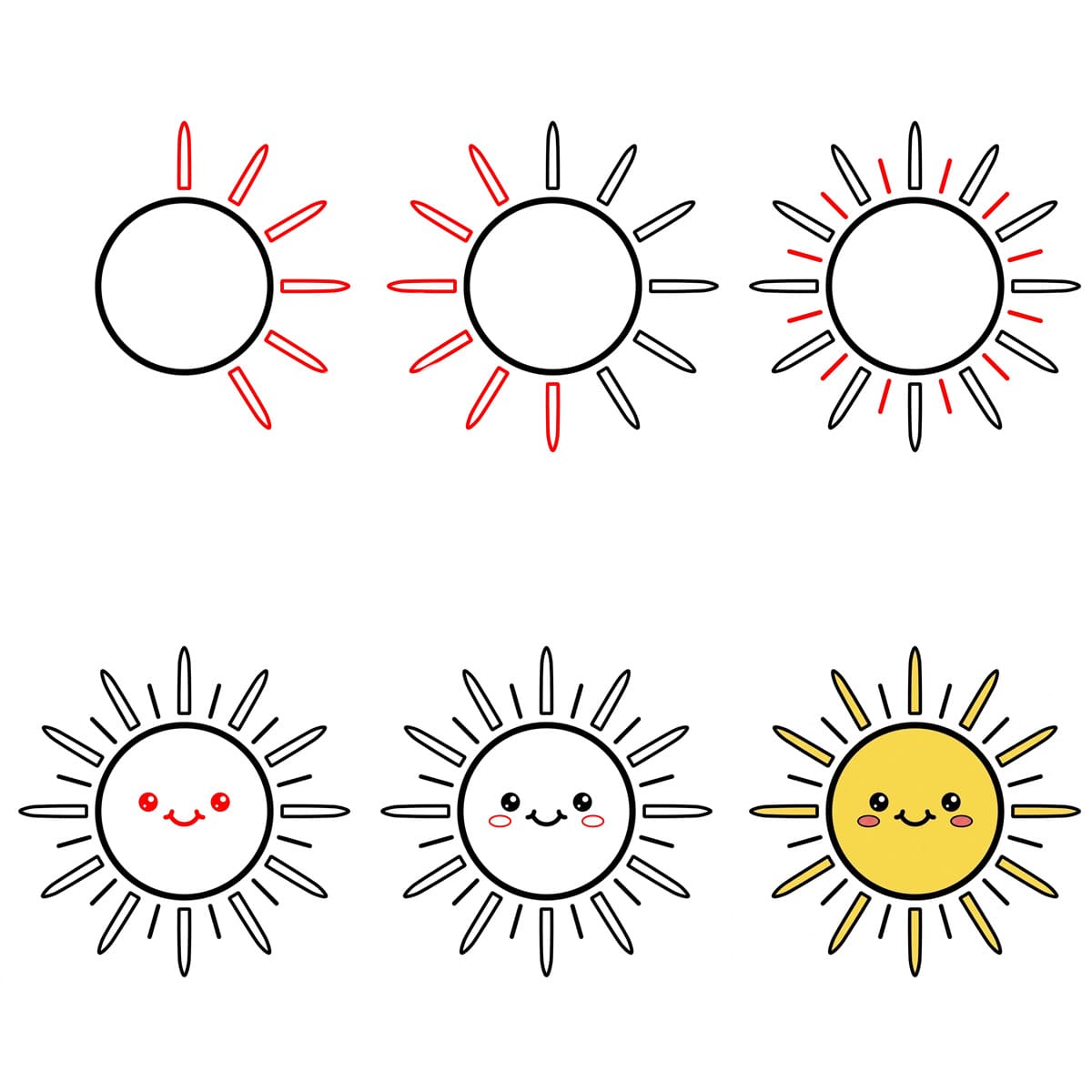 Kawaii Sun Drawing Ideas