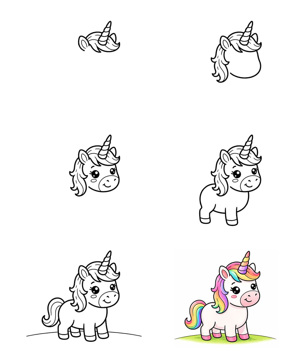 Kawaii baby unicorn Drawing Ideas