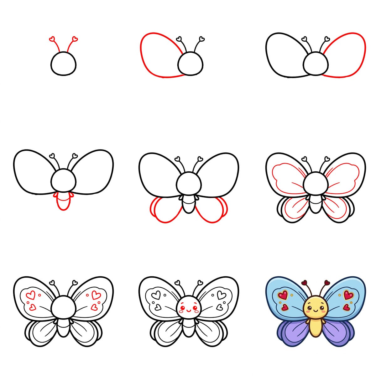 Kawaii butterfly Drawing Ideas