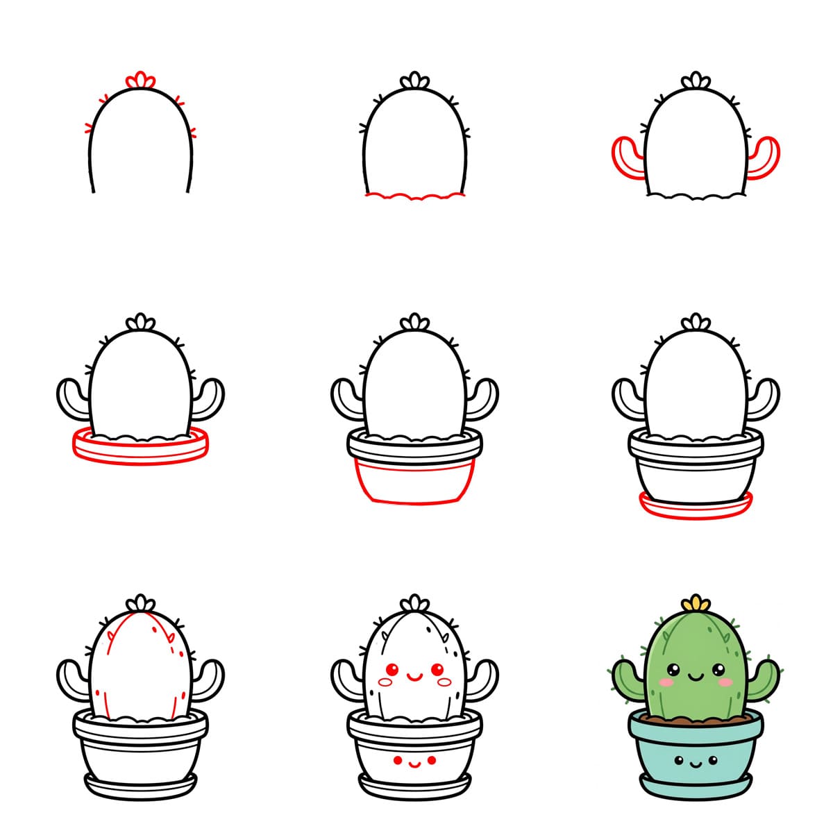 Kawaii cactus Drawing Ideas