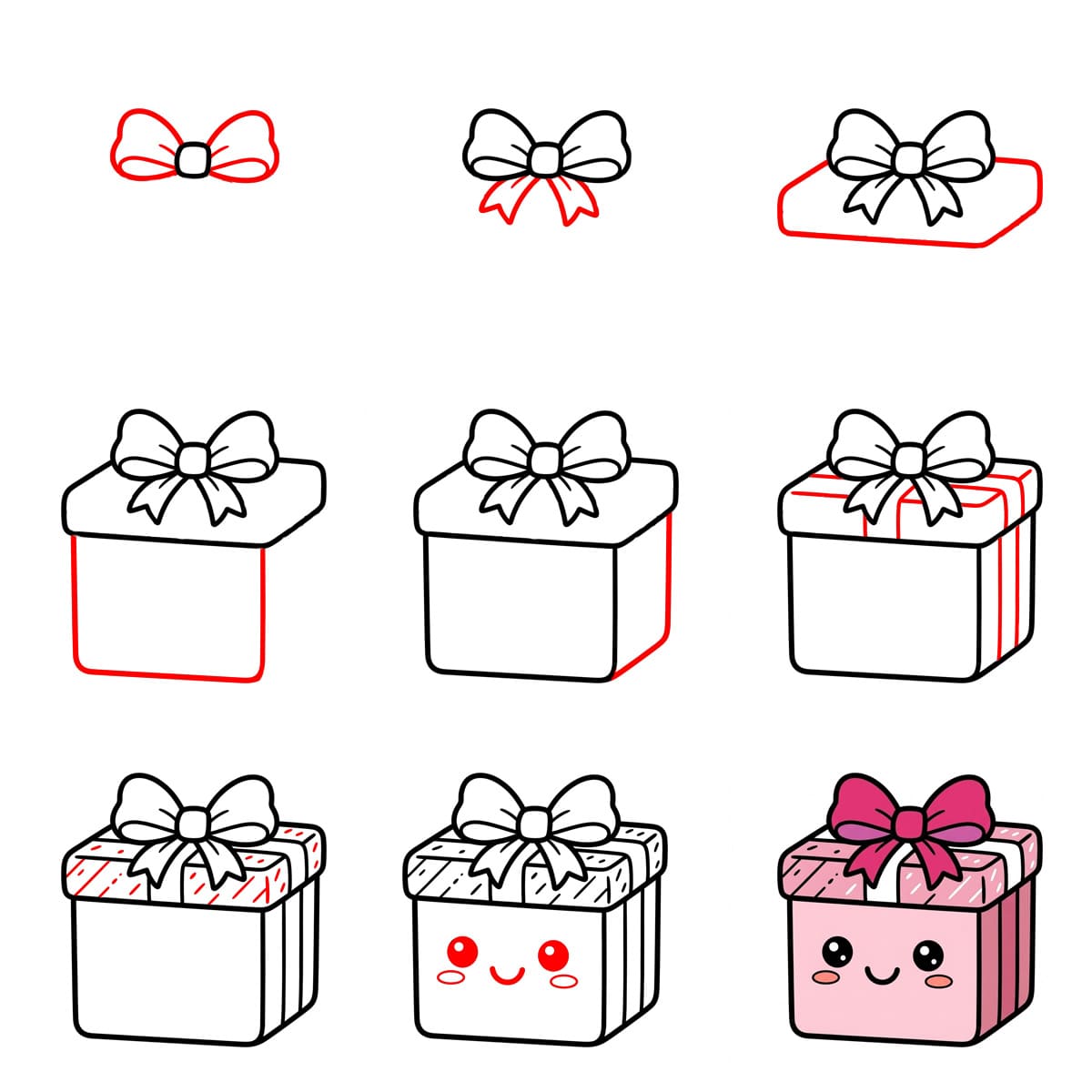 Kawaii gift box Drawing Ideas