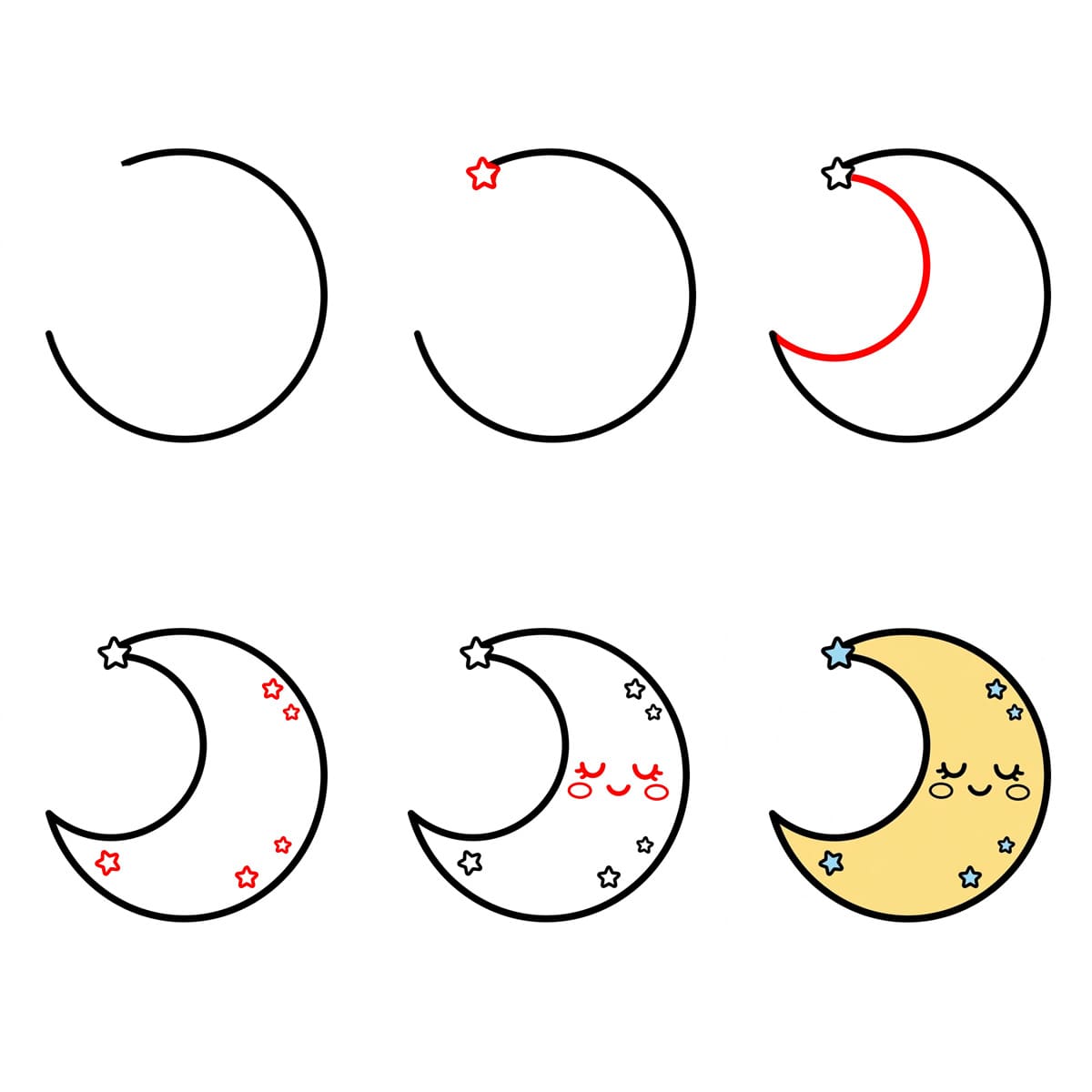 Kawaii moon Drawing Ideas