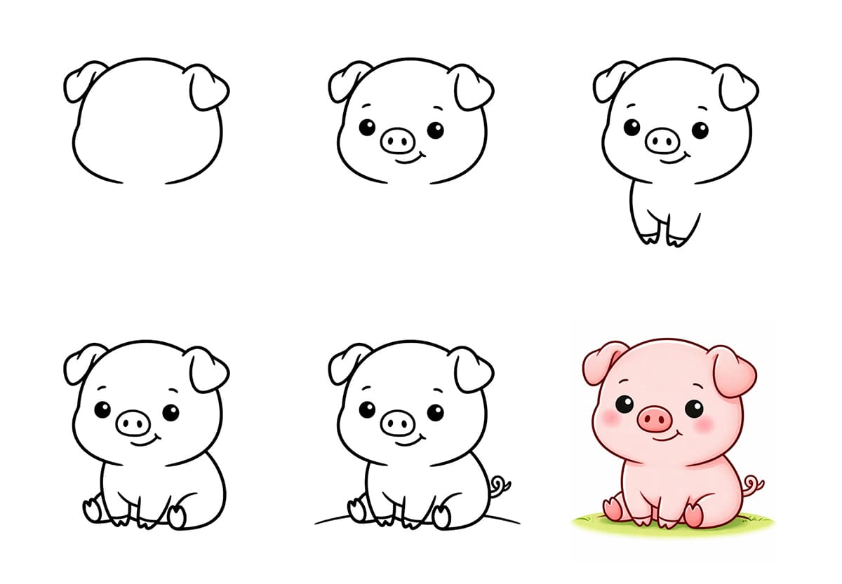 Kawaii pig Drawing Ideas