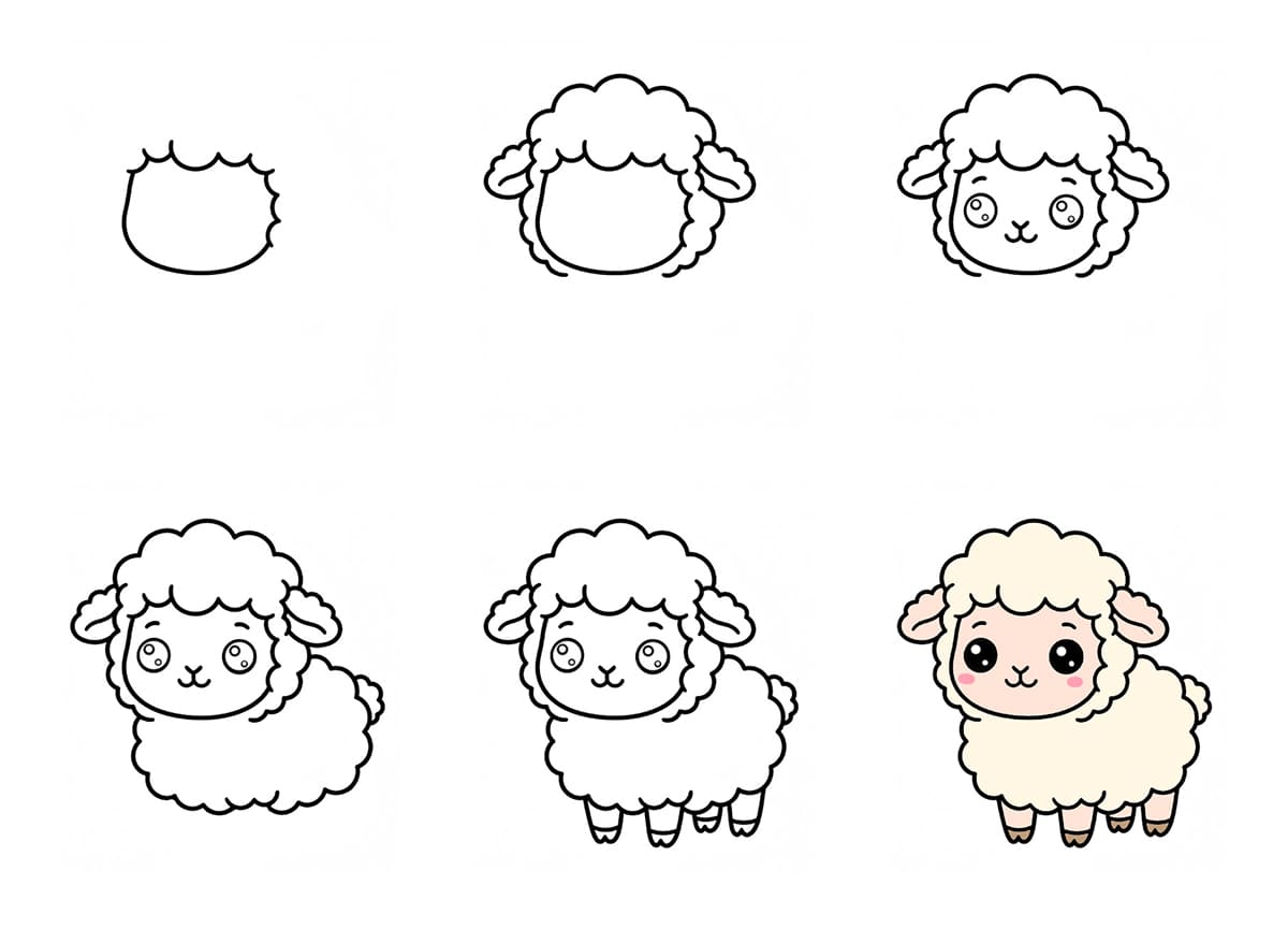 Kawaii sheep Drawing Ideas