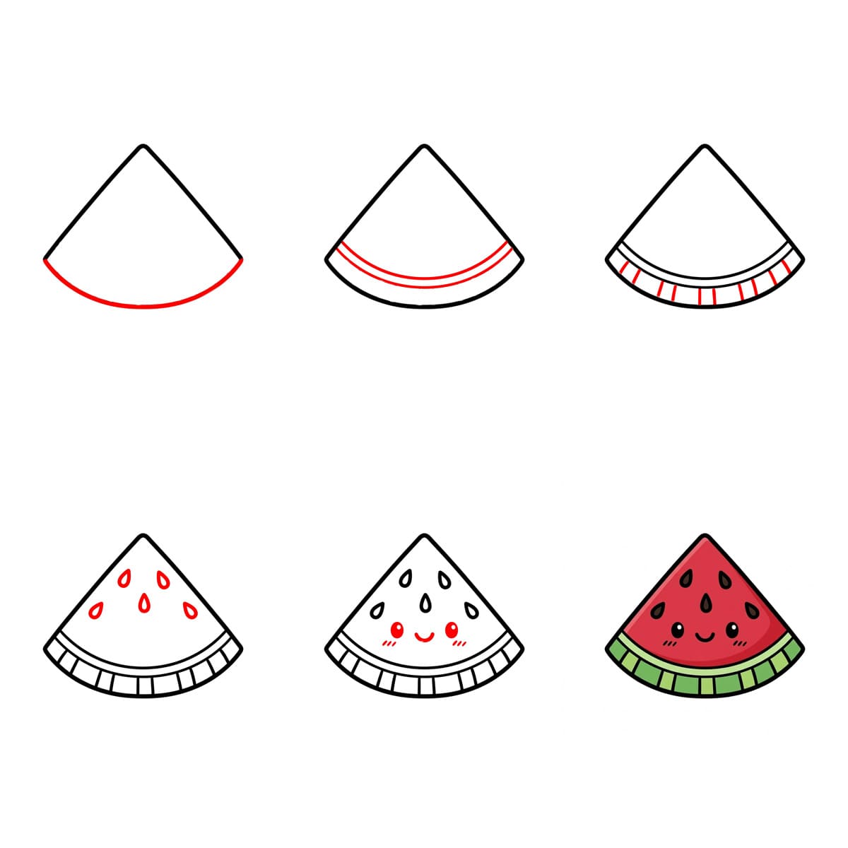 Kawaii watermelon slice Drawing Ideas