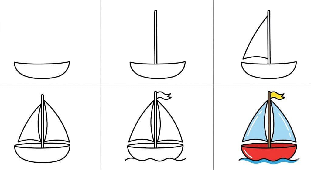 Kids sailboat Drawing Ideas