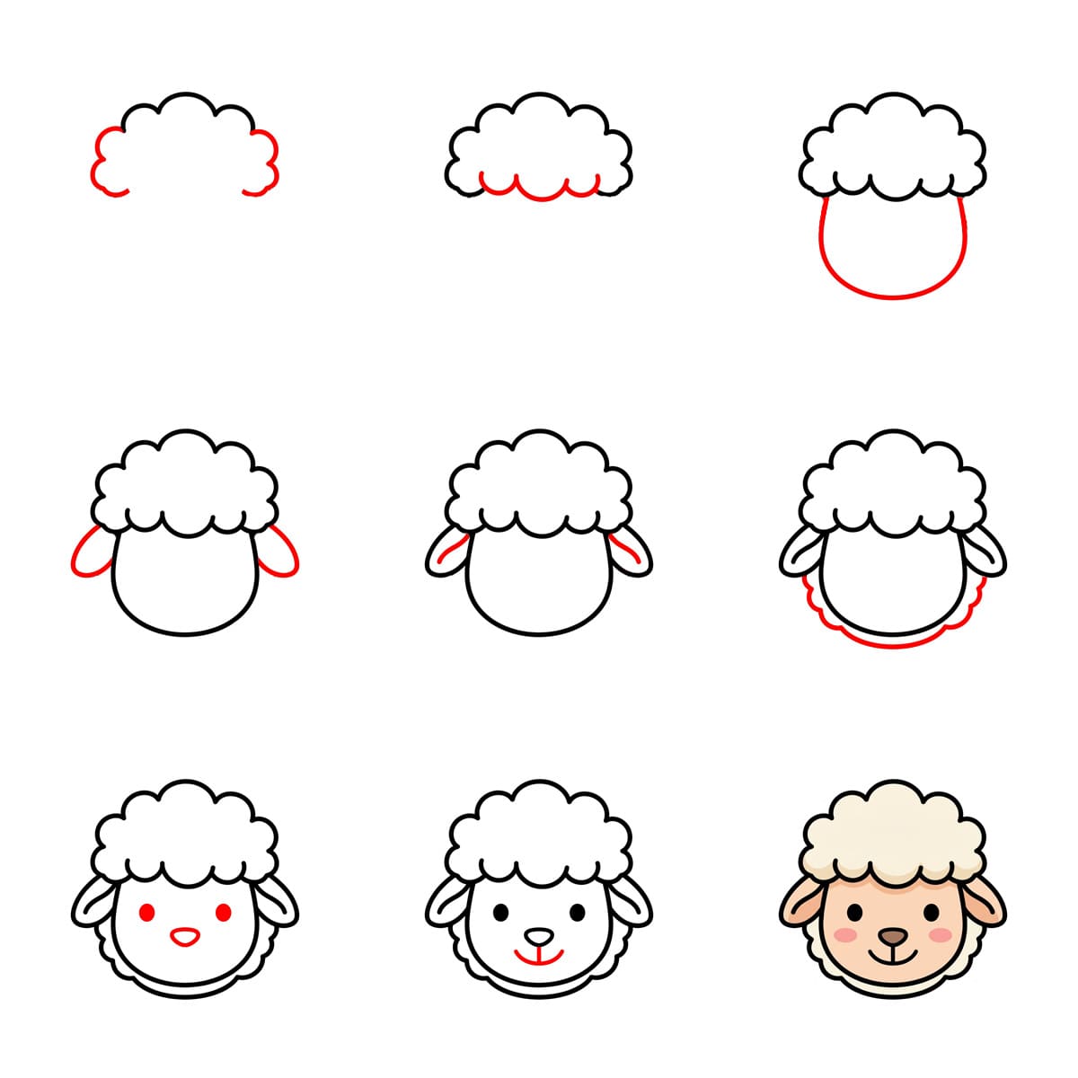 Lamb Face Drawing Ideas