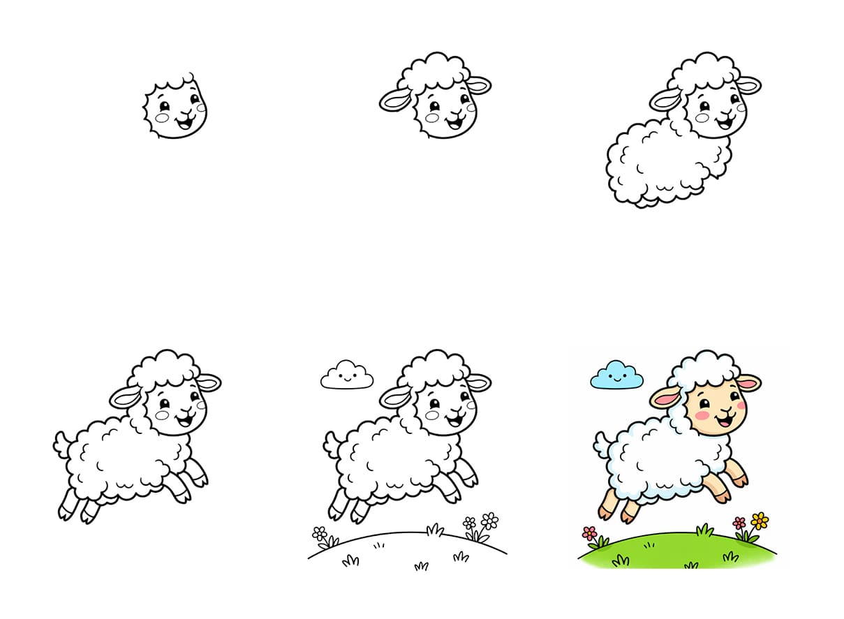 Lamb jumping Drawing Ideas