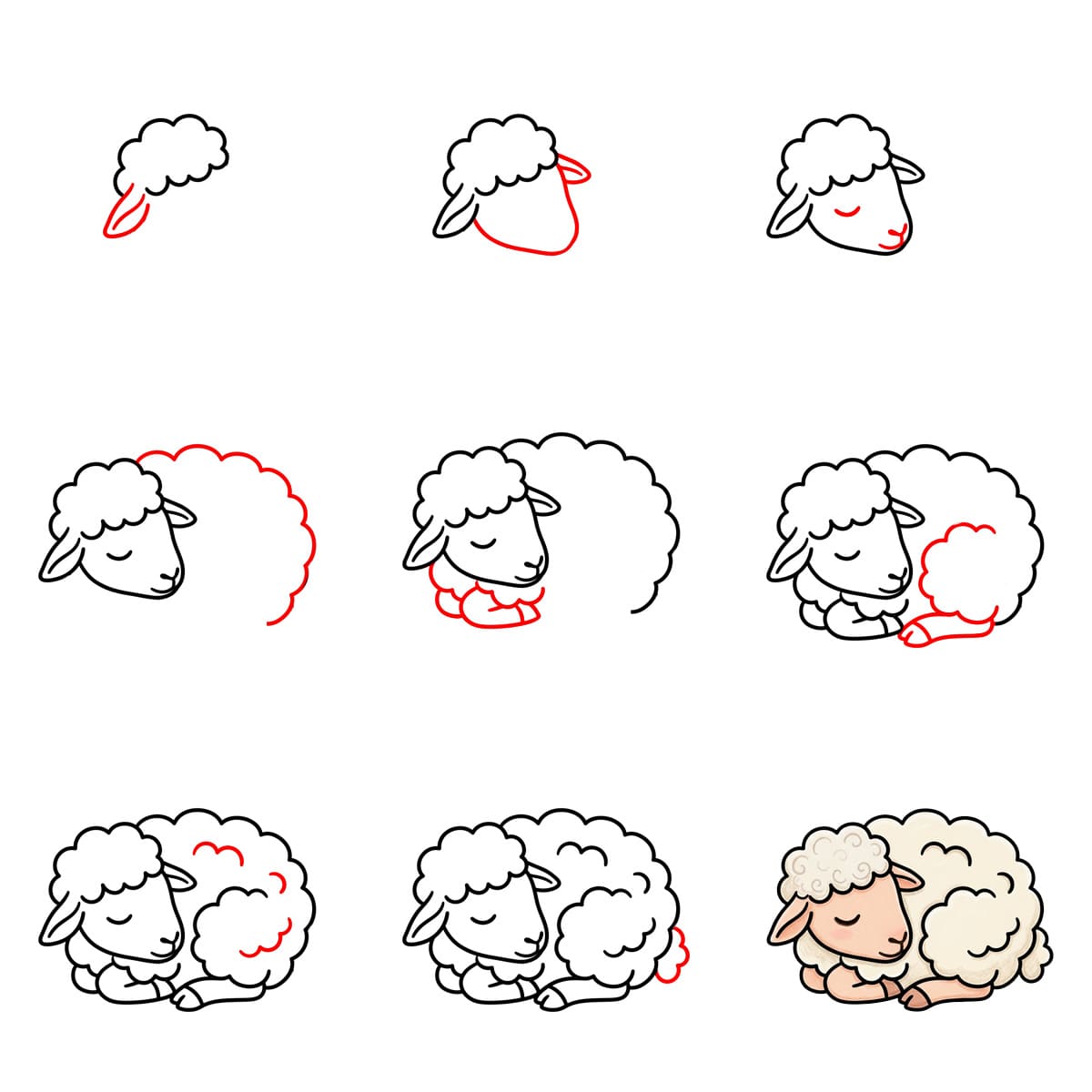 Lamb sleeping Drawing Ideas