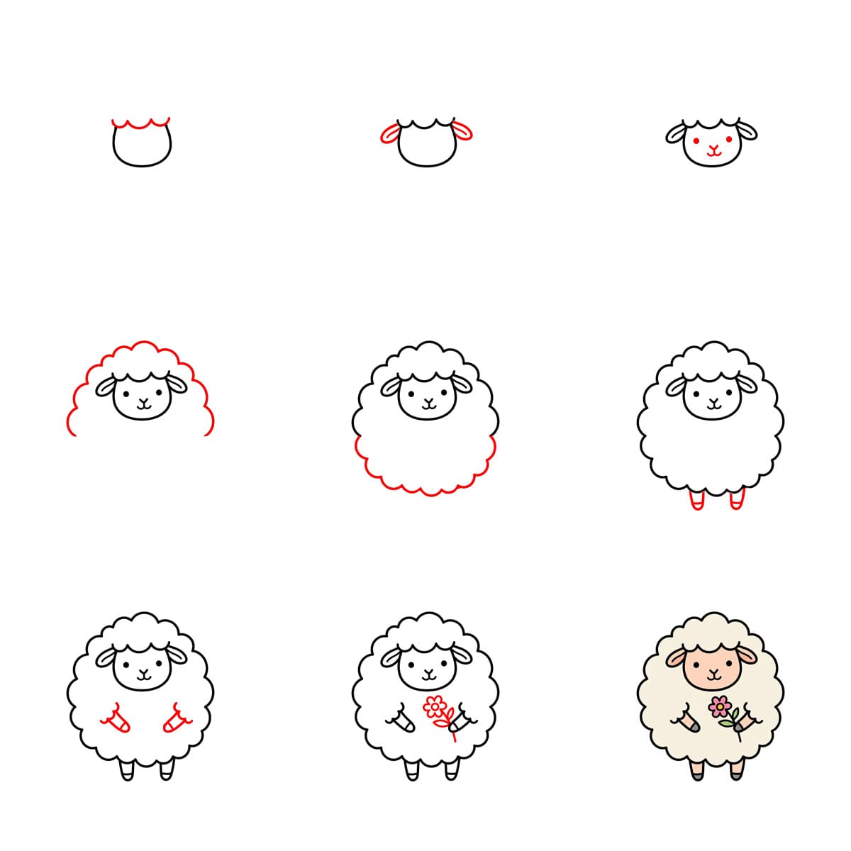 Lamb with a flower Drawing Ideas